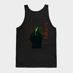 Very cool looking guy. Dark, but so cool. Moon on forehead. Green and orange. Tank Top